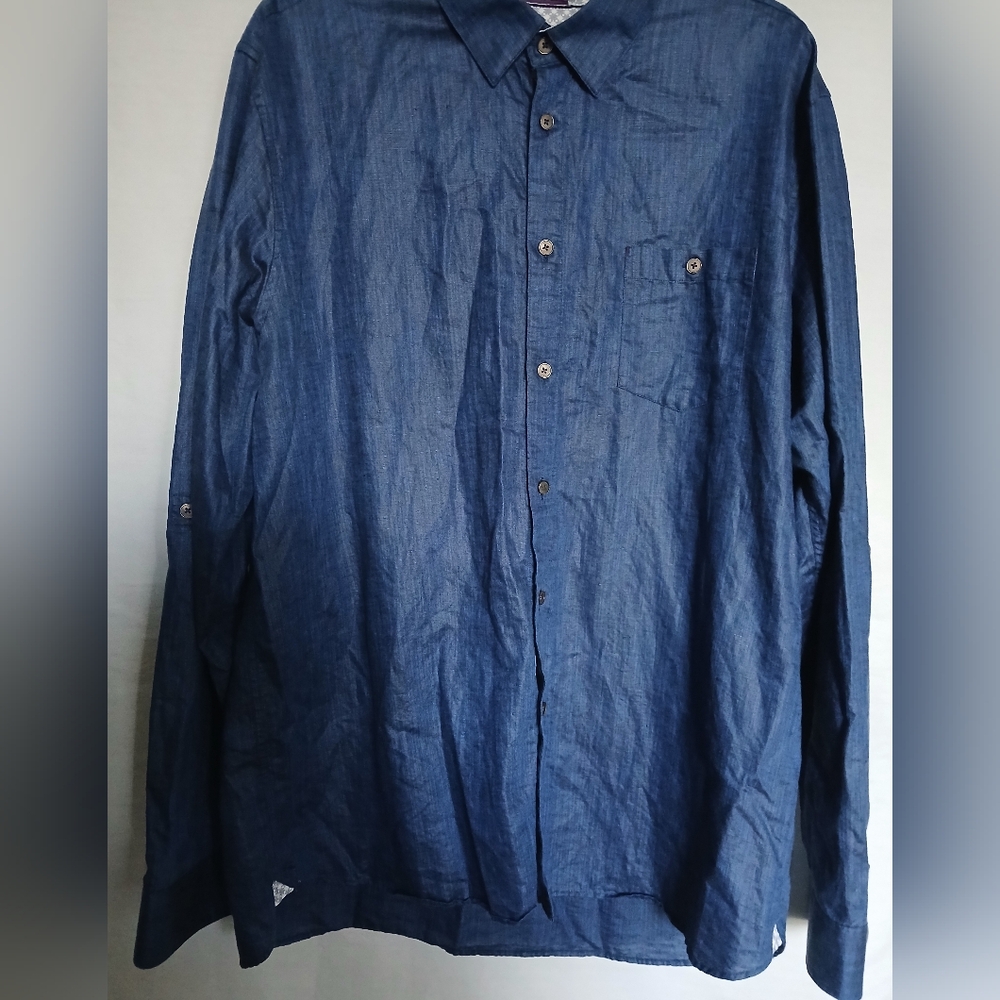 Ted Baker Men's Long-sleeve Button-up Shirt Size 7/US 3x.